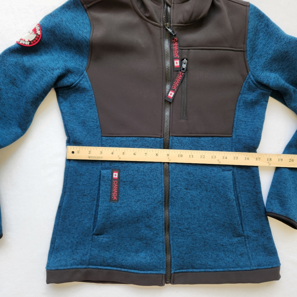 Canada Weather Gear Jacket Cozy Hooded Sweater Fleece Zip Up Blue Black Small - Picture 15 of 16